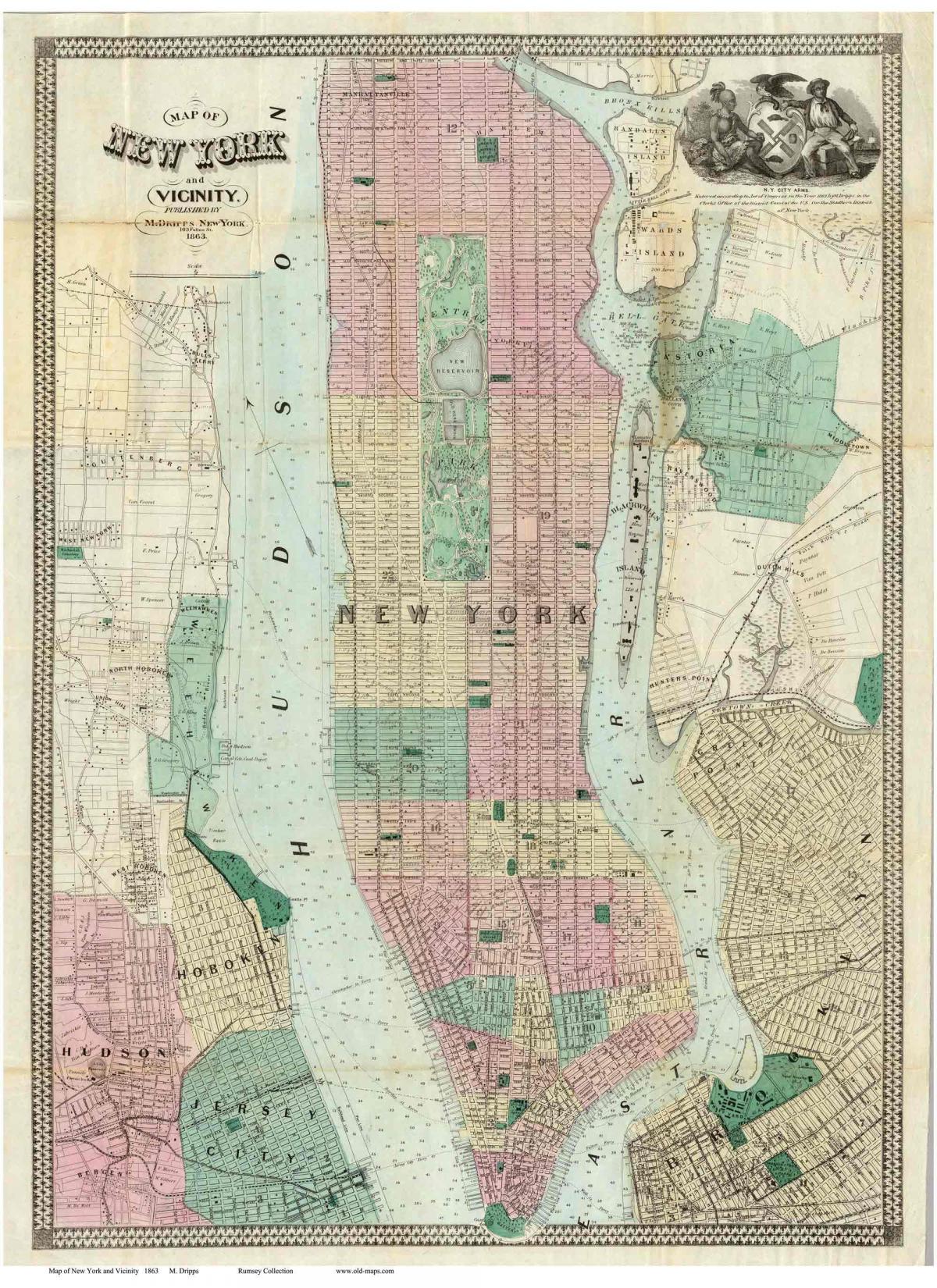 历史曼哈顿的地图