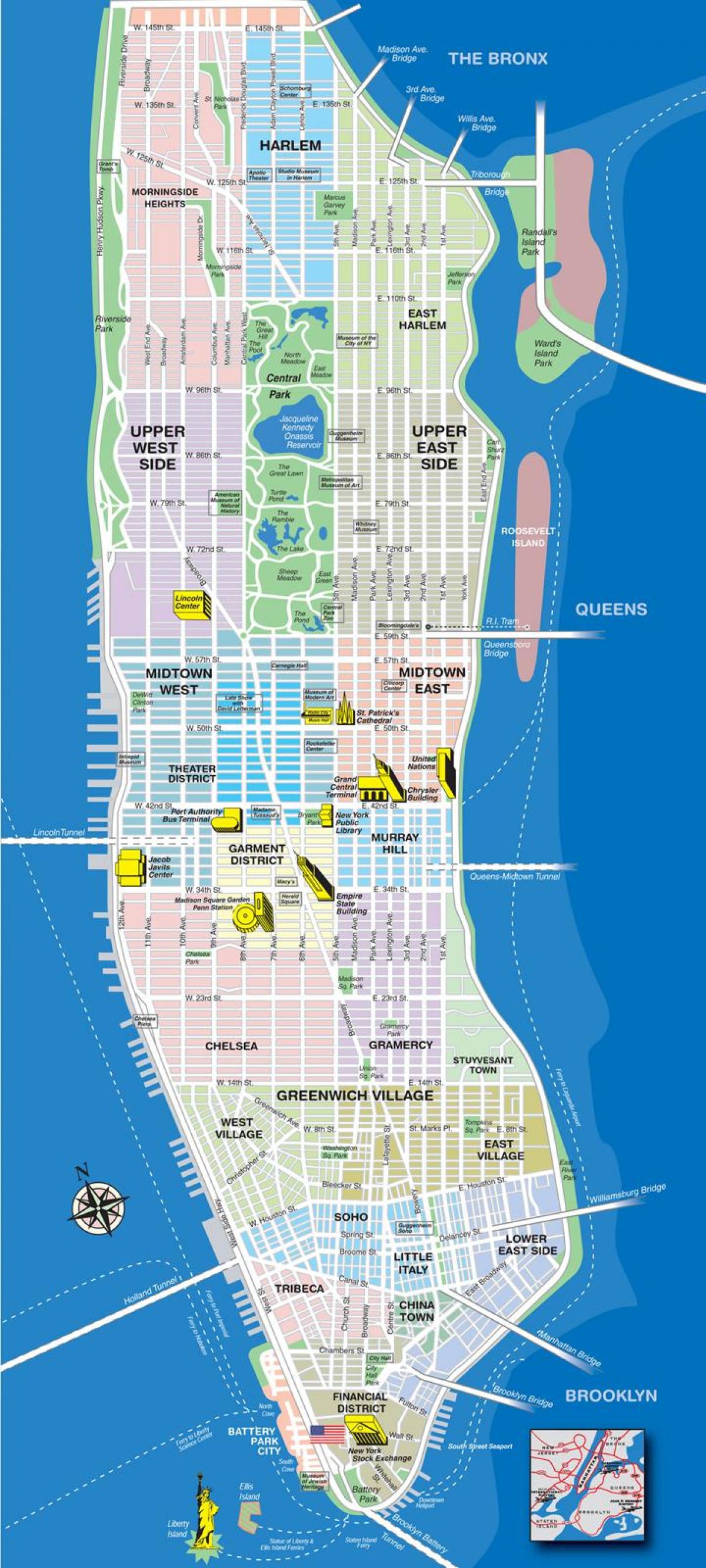 地图上的曼哈顿区
