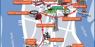 地图纽约曼哈顿的景点