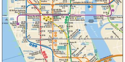 地图上的下曼哈顿的地铁