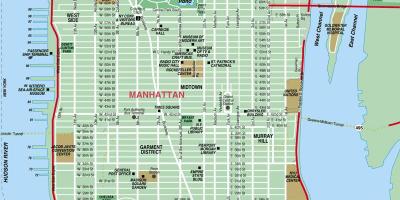 曼哈顿街的高地图的细节