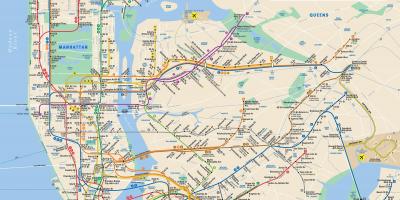 曼哈顿街道地图与地铁站